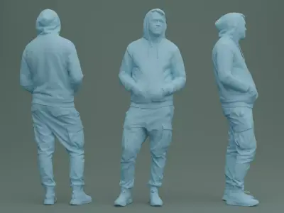 Guy in Blue Hoodie 3D model