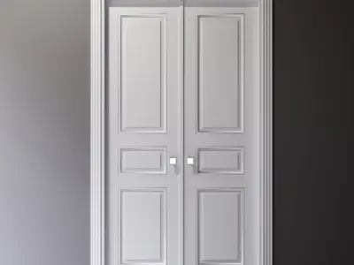 Classic style double white interior door 3D model