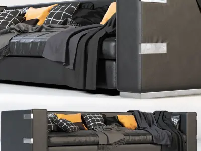 SOFA Black Leather Model 3D model