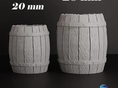 Barrel Miniature 20mm 25mm Pre-supported STL Free 3D print model