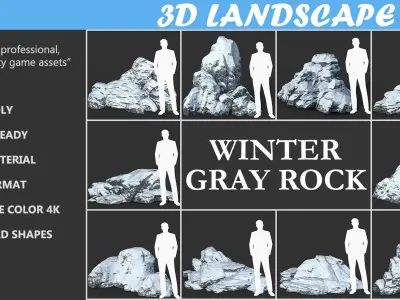 Low poly Snow Rock Low-poly 3D model