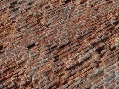 Crumbling Antique Red Brick Wall PBR Texture Texture