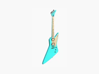 Electric Guitar F04 Light Blue - Music Instrument Design Low-poly 3D model