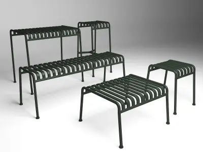 Palissade Ottoman and Table and Bar Stool and Stool and Bench 3D model