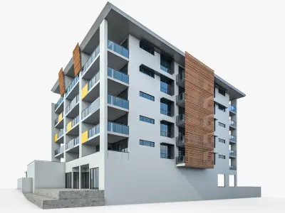 Modern Apartment Building 03  Low-poly 3D model