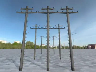 Concrete Electricity Pole with Ladder - Object 056 Low-poly 3D model