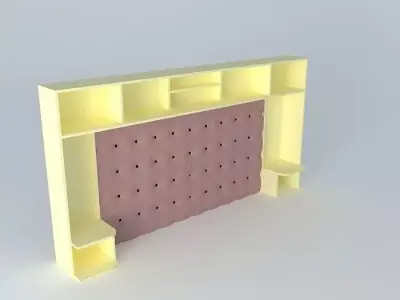 Padded headboard for double bed 3D model