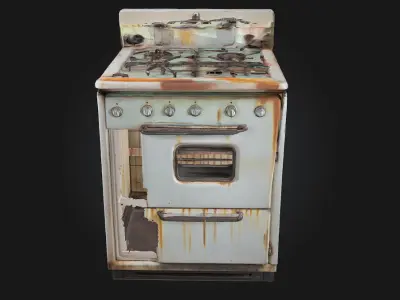 Rusty Vintage Stove  Aged Charm of Classic Cooking 3D model