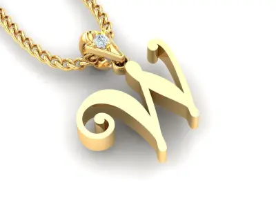 Light Gold Fancy Font Pendant W 3D print model