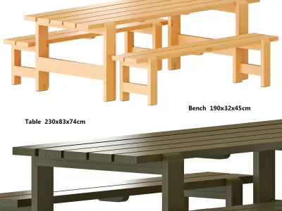 Hay Weekday Table and Bench 3D model