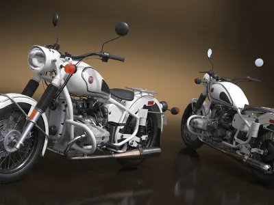  White Retro Motorcycle Ural M70 