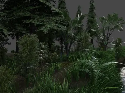 Scene river in forest 3D model