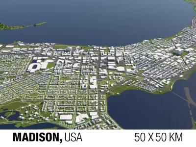 Madison 50x50km City Map Model 3D model