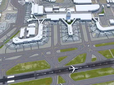 Honolulu Daniel K Inouye International Airport 10km Low-poly 3D model