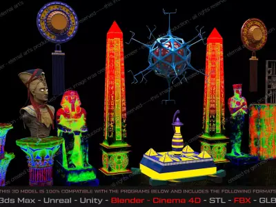 Ancient Egypt  Lost Electric System Pack Low-poly 3D model