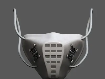 Gas mask respirator white plastic protection combat  Low-poly 3D model