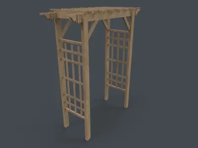 PBR Wooden Arbour Garden Arch B Low-poly 3D model