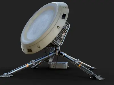Portable Satellite Antenna MS077 Low-poly 3D model