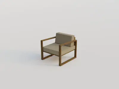 outdoor furniture - armchair and table Low-poly 3D model