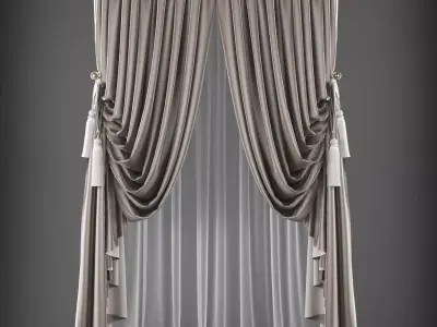 Curtains pair of Low-poly 3D model buy