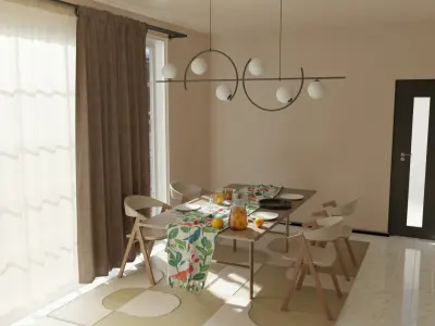 Modern Kitchen Render - Light Wood and Neutral Tones Free 3D model