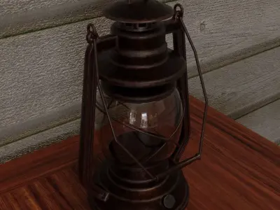Old Vintage Lantern Low-poly 3D model