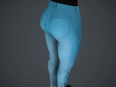 Female Light Blue Ripped Jeans Pants Style 1 Low-poly 3D model