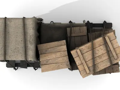 Wooden Boxes with Alcohol Low-poly 3D model