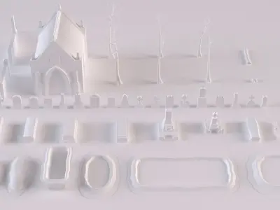 Cemetery collection set of figurines and statues 3D model