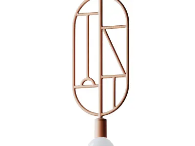 Simple Geometric Frame Drop Pendant Lamp Pink and Blue 3D model