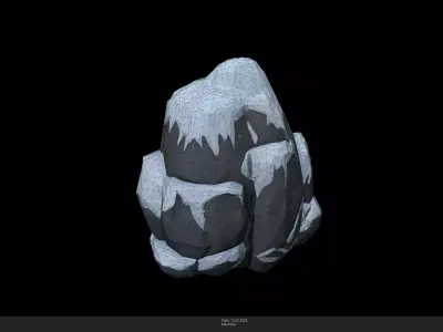 Stylized Snowy Rocks Game Ready - AI Low-poly 3D model