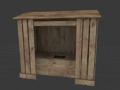 Outhouse wooden Low-poly 3D model