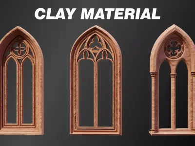 Gothic Windows Pack Low-poly 3D model