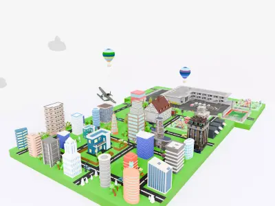 Complete Game Ready City Pack Low-poly 3D model