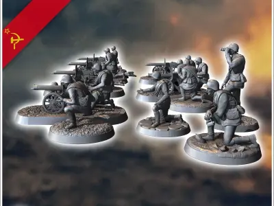 Set of 15 WW2 HMG Soviet soldiers with Maxim PM1910 9 - Soviet a 3D print model