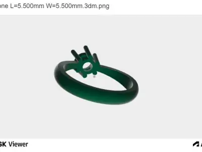 Woman Ring with Round Centre Stone 3D print model