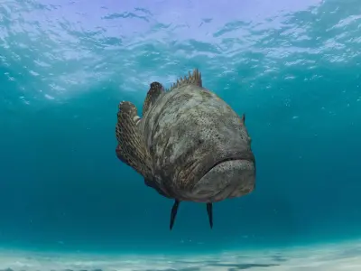 Most Real Goliath Grouper - 8k - 3d animated Low-poly 3D model