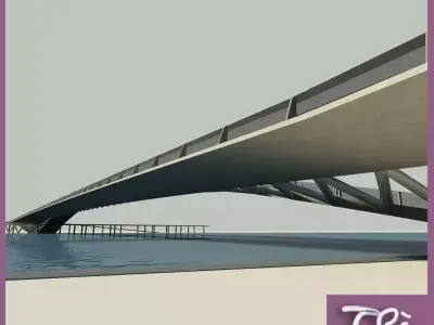 PEDESTRIAN RIVER BRIDGE 3D model