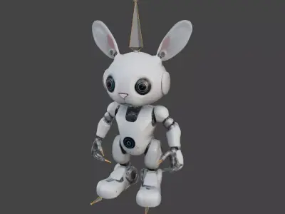 Robot Rabbit Rigged Low-poly 3D model