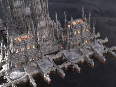 Dark Lord Medieval Stone mansion extended 3D model