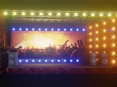 Entertainment Outdoor Event Stage 3D Model with Light 3D model Low-poly 3D model