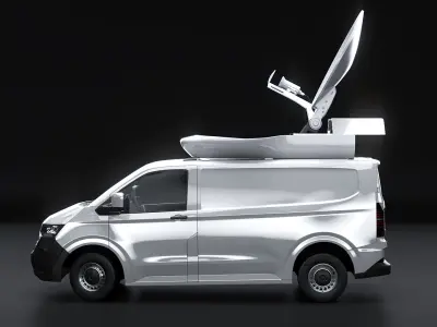  TV Satellite News Van with Roof Dish VW Transporter T7 