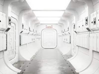 Corridor Interior Scene Low-poly 3D model