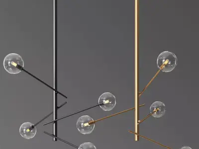 Aksel 4 Light Pendant in Black and Gold 3D model