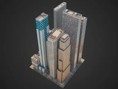 Realistic City District H20-H36 MAYA Low-poly 3D model