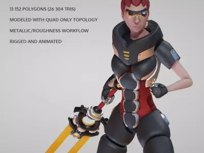 Cyber Warrior Low-poly 3D model