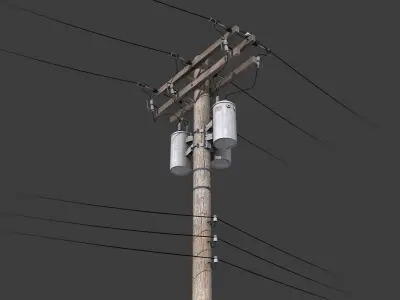 Telegraph Pole Low-poly 3D model