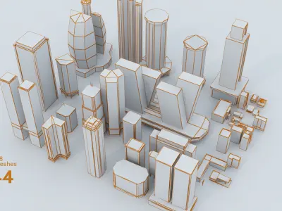  Realistic Buildings Pack Ultra Low Poly Low-poly 3D model