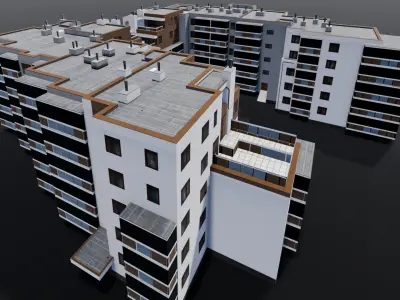 Multi-unit apartment building Low-poly 3D model