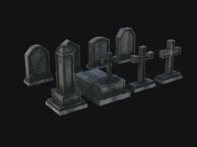Tombstone set Low-poly 3D model